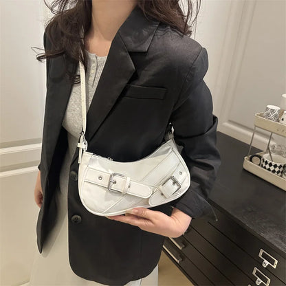 Y2K VintagePULeather WomenShoulderBag Small Crossbody Bag for Women Fashion Ladies Underarm Bag Clutch Purse Female Handbag