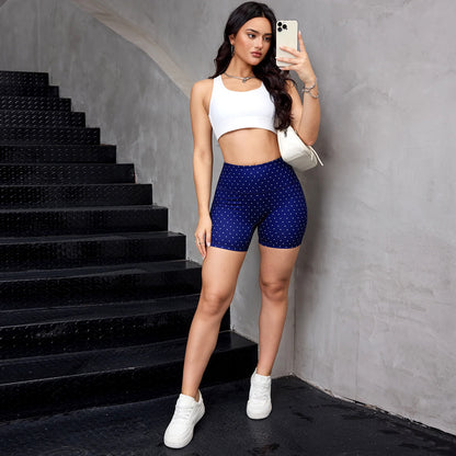  Women's Sexy Polka Dot Yoga Shorts Summer Casual Running Fitness Shorts Sportswear High Waist Tights Gym Outfit