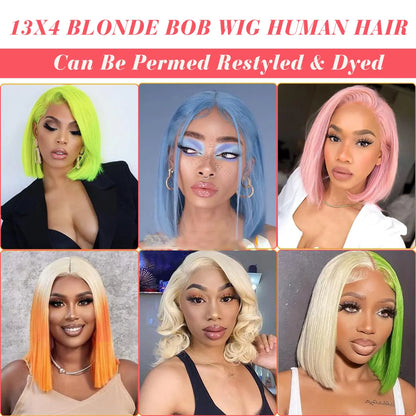 BOB Lace Front Wig Human Hair Straight 200% Full Density 13x4 HD Transparent Lace Frontal Wigs Bob Hair Lace Front Wig For Women