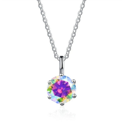 JOIAS HOME Silver S925 1ct D COLRO Moissanite Round Gemstone Pendant Necklace Simple and Elegant O-Chain Fashion Versatile