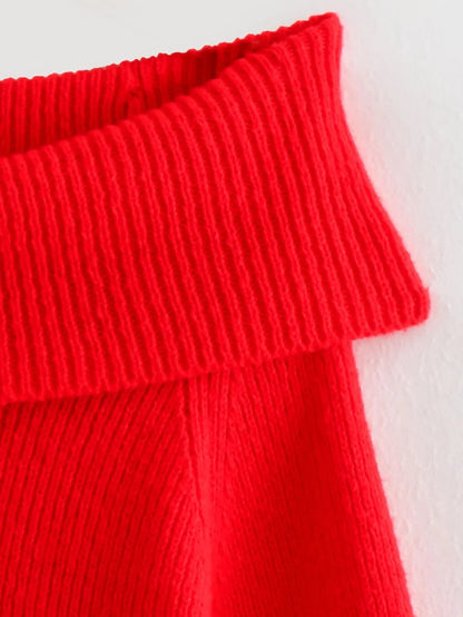 HH Women Fashion Solid Off Shoulder Sweater Long Sleeve Knitted Pullover Sweater Autumn Female Casual Knitwear Chic Top