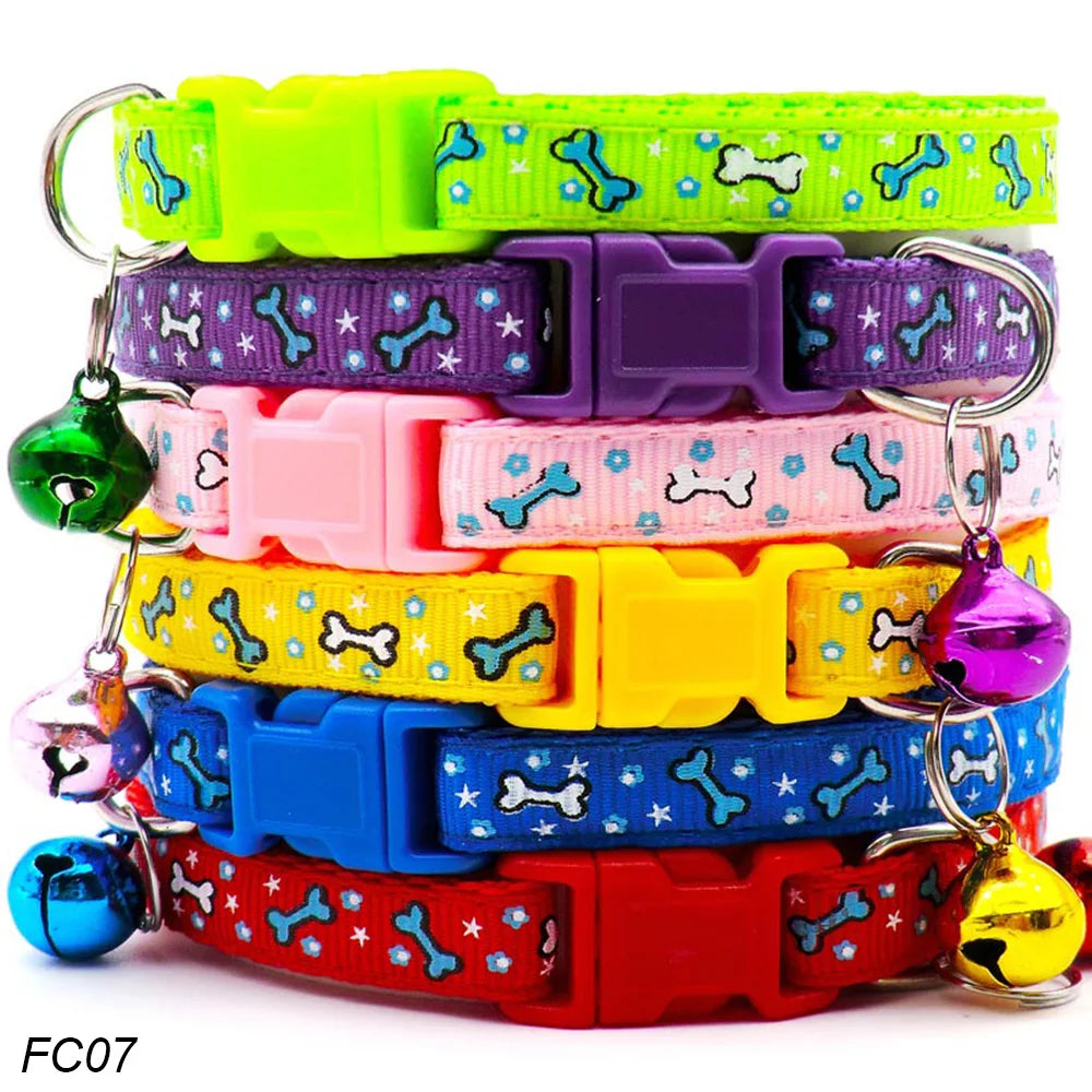 100Pcs Dog Collar With Bells Adjustable Customize Necklace Puppy Kitten Collar Accessories Pet Shop Products Rabbit Neck Strap