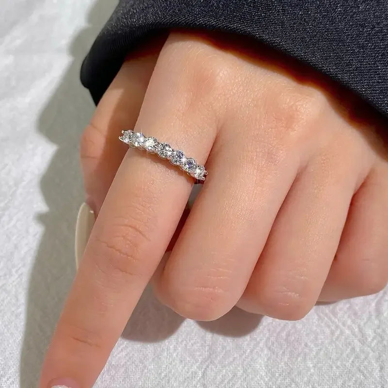 DWJ 0.7ct Real Moissanite Diamond Ring 925 Sterling Silver Engagement Daily Wear Rings for Women High Quality Fine Jewelry