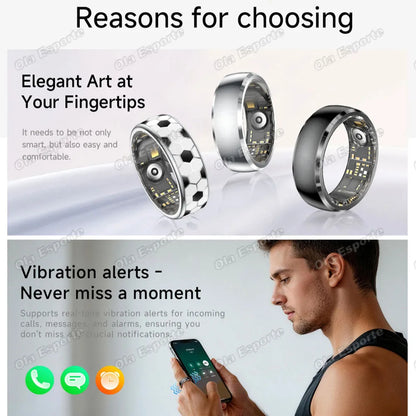 New Incoming Call Vibration Reminder Smart Ring 2026 Gesture Control Messages Alarms Health Monitor Sports Smartring Men Women