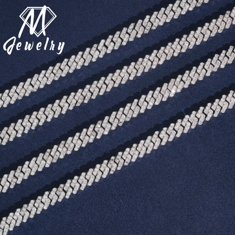 5mm Hip Hop Jewelry Bussdown Cuban Chain Link Necklace 925 Silver Iced Out Vvs Moissanite Diamond Pass Diamond Tester
