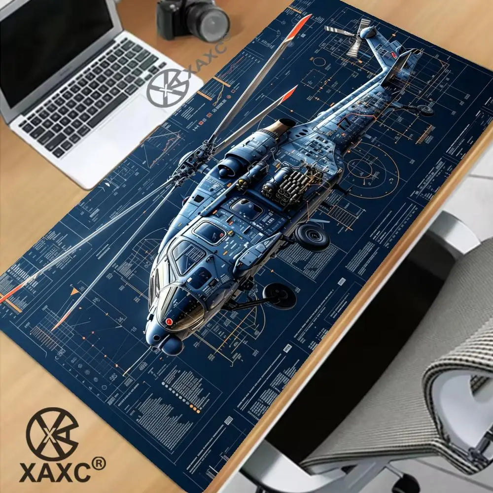Rolling in the Sky: Professional Helicopter Cockpit Mouse Pad - XXL Gaming Desk Mat for Flight Simulator & Office XAXC