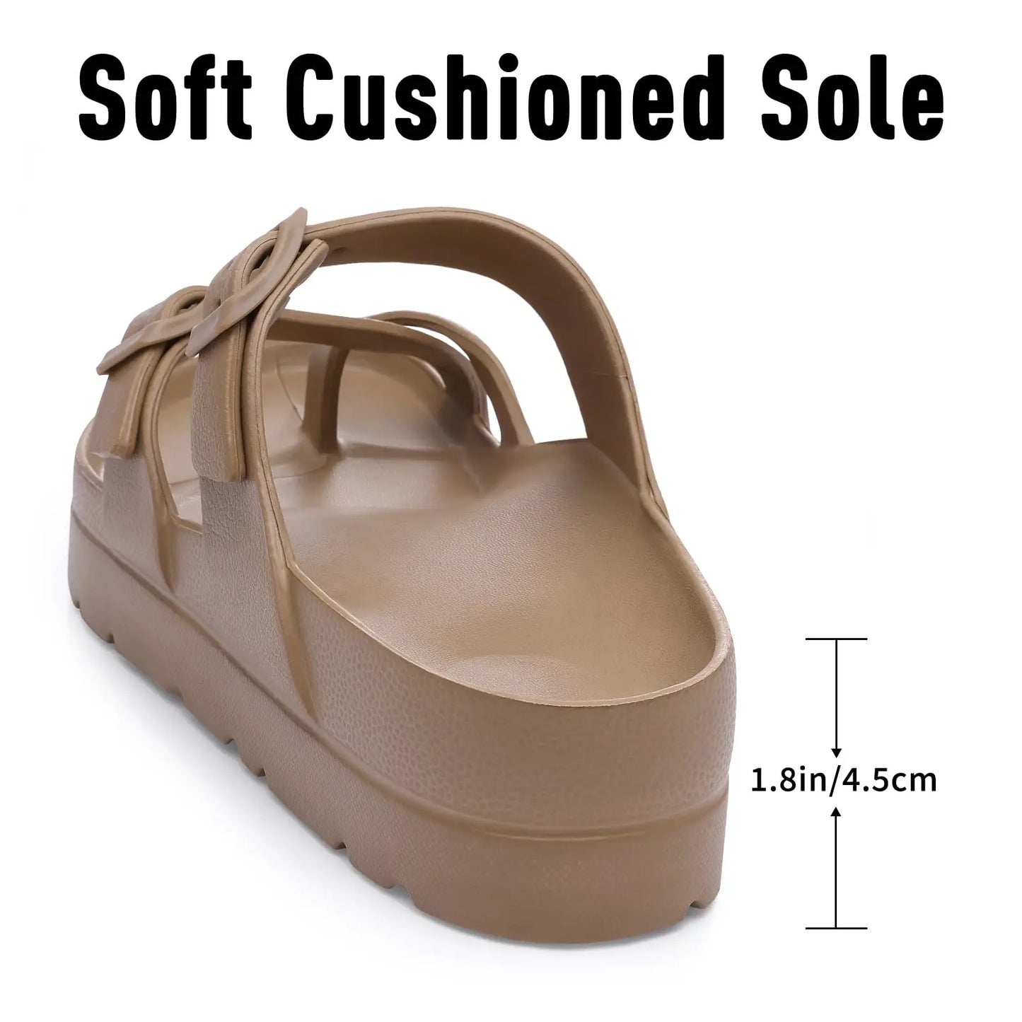 Shevalues Casual Women's Sandals With Arch Support Anti-slip Fashion New Slides Soft Sole Beach Slippers With Adjustable Buckle