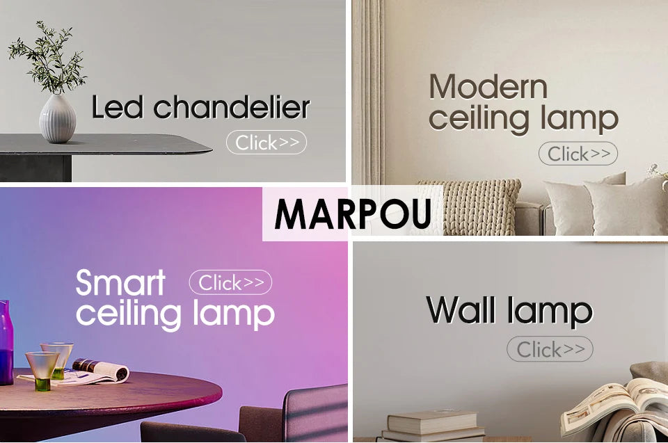 MARPOU Smart Ceiling Lamp LED Lamp for Bedroom Large Ceiling Lamps LED Lights with Remote Control Dimmable LED Lights for Room