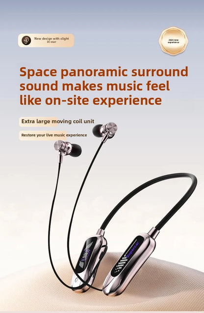 Wireless Magnetic Sport Neckband Bluetooth 5.4 Neck-hanging TWS Headphones Music Earphones With Mic Stereo For All Smartphones