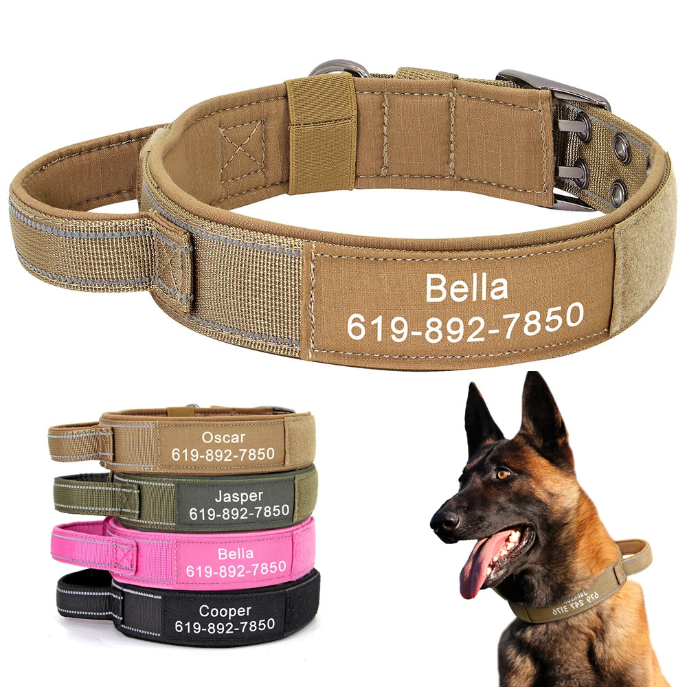 Custom Military Dog Collar Personalized Tactical Nylon Accessories Collar Adjustable Medium Large Dogs German Shepherd Collars