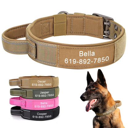 Custom Military Dog Collar Personalized Tactical Nylon Accessories Collar Adjustable Medium Large Dogs German Shepherd Collars