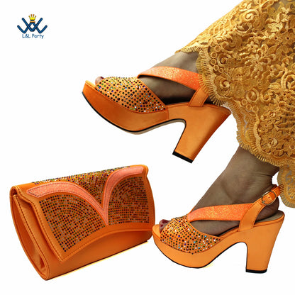 Buckle Strap Sandals Nigerian Women Shoes and Bag Set in Green Color with Wedges Heels For Ladies Party