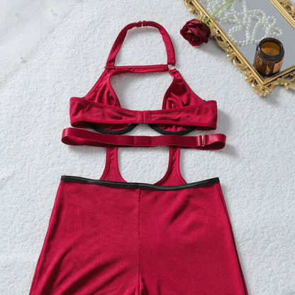 Diccvicc Jumpsuits for Woman Hollow Out Halter Bra Elegant Overalls Extreme Fashion Sexy Intimate Outfits Exotic Female Clothing