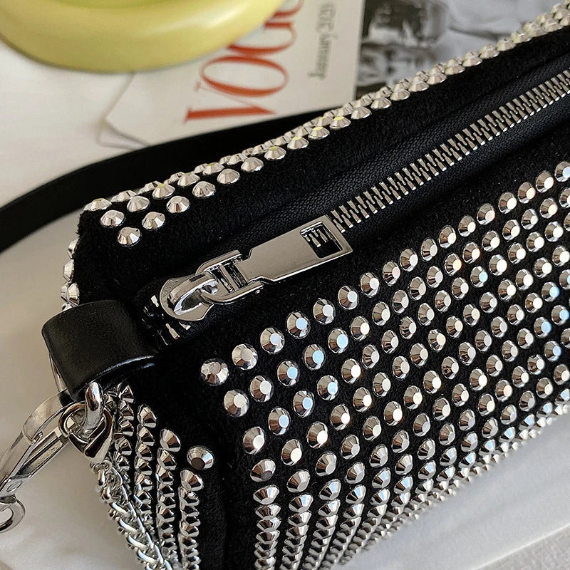 Luxury Bright Rhinestone Shoulder Bag Ins Style Crossbody Bag Fashionable Versatile Handbag Armpit Bags For Women Girls Gift