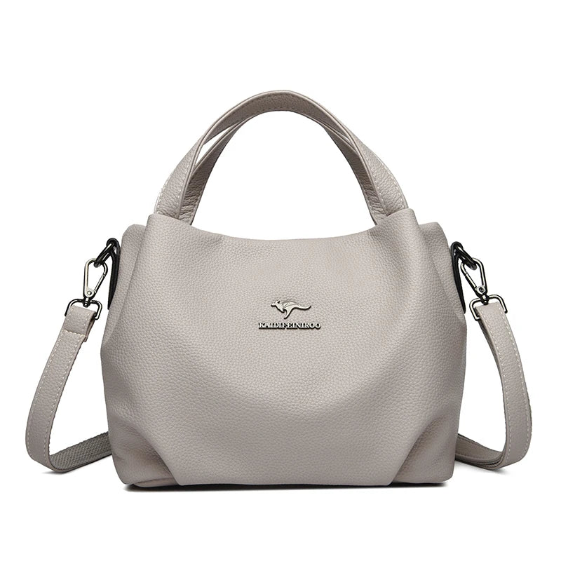 Genuine Soft PU Leather Handbags for Women Vintage Shoulder Tote Bag Luxury Designer Ladies Large Capacity Purse Bags Sac A Main
