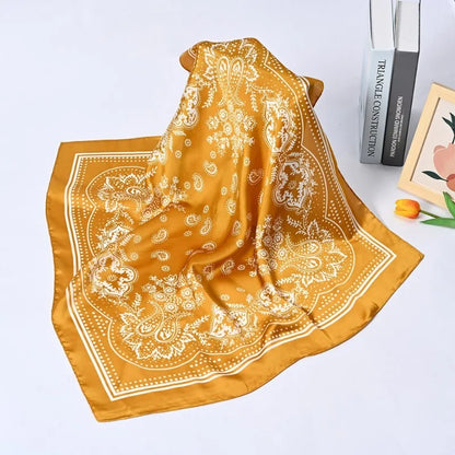 Versatile Women Professional Neck Scarf 70cm Black Paisley Printed Hip Hop Bandana Square Scarf Headwear Hairwrap