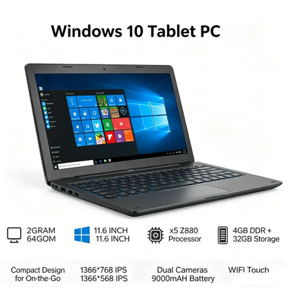 Hot Sales 11.6'' Windows 10 Tablet PC 2GB DDR+64GB 2 In1 Docking Keyboard G12 Z8350 CPU 1366*768 IPS Touch Quad Core Dual Camera