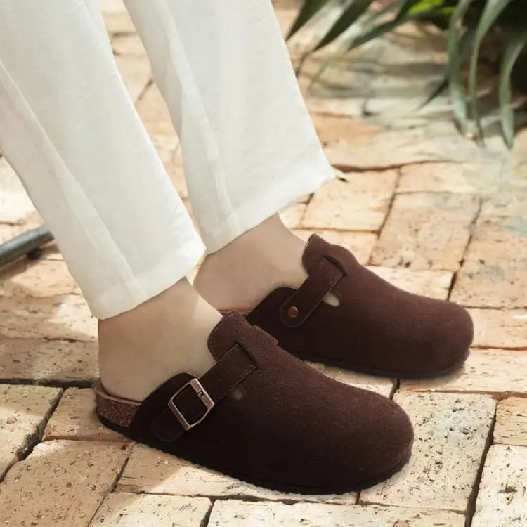 Crestar Women's Clogs Mules Cork Clogs Slippers Men Outdoor Mules Suede Clogs Shoes with Arch Support Mule Leather Clogs Sandal