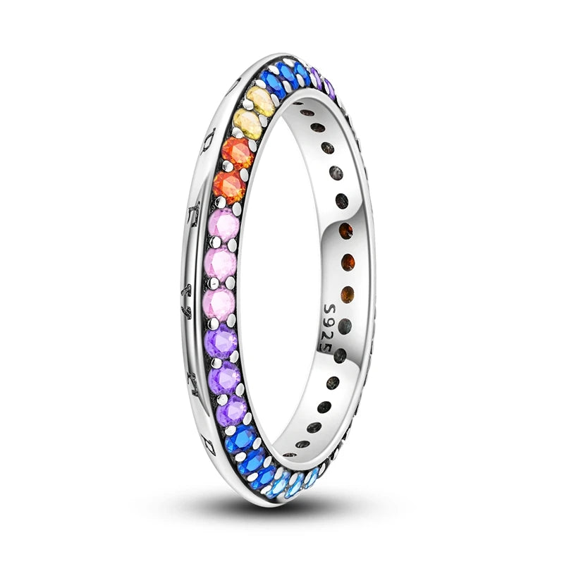 LAZA 925 Sterling Silver Colorful Rings Sparking Zirconium Bowknot Moon Sun Original Ring For Women Anniversary Wedding Gifts