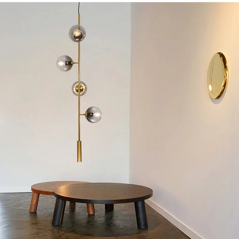 Nordic LED Pendant Lights Modern Hanglamp Glass Ball Light for Living Room Suspension Chandelier Smoke Gold Hanging Lamp Decor
