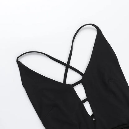 Sibybo Basics Solid Color Tight Playsuit Women Summer Sleeveless Hollow Out Backless Slim Romper Streetwear Sexy Shorts Jumpsuit