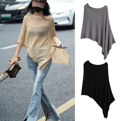 Trendy Loose Irregular Cape Shawl Thin Sun Protection Shawls Ice Silk Sunscreen Scarf