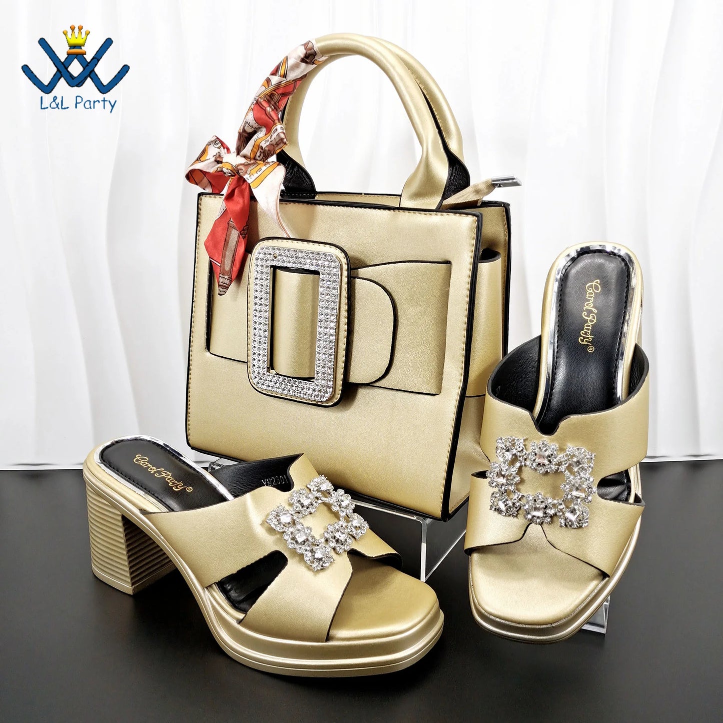 Mature Fashion Style Italian Ladies Lovely Shoes and Bag to Match Set in Wine Color 2024 Specials Slipper for Dress