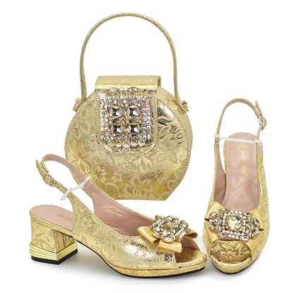 New Design Women Italian Shoes and Matching Bags Sets Decorated with Rhinestone Bag and Shoes Sets for Women 2026 Luxury