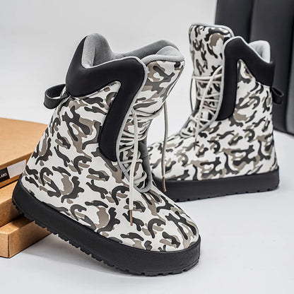 Mens Short Boots High Top Casual Shoes Outdoor Hiking Bare Boot Hiking Shoes Camouflage Oversized Mens Shoe Thick Sole Durable
