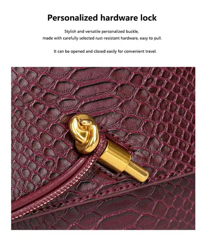PU Leather Fashion Luxury Top-Handle Bag For Women Evening Handbag Long Purse Crocodile Pattern Crossbody Shoulder Bags