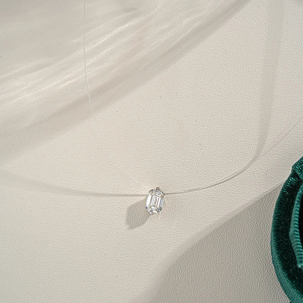 EWYA GRA Certified 1CT Marquise Cut Moissanite Pendant Necklace for Woman 925 Silver Fishing Line Water Drop Diamond Necklaces