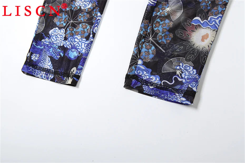 10 Wholesale Items Jumpsuits Women Summer 2025 Short Sleeve Bodycon Sexy Y2k Printing Mesh See Through Backless Rompers K15151