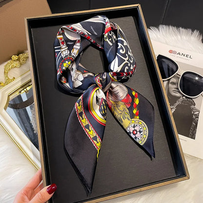 2025 Korean Satin Silk Scarf 70cm Square Women Fashion Shawl Wrap Neckerchief New Elegant