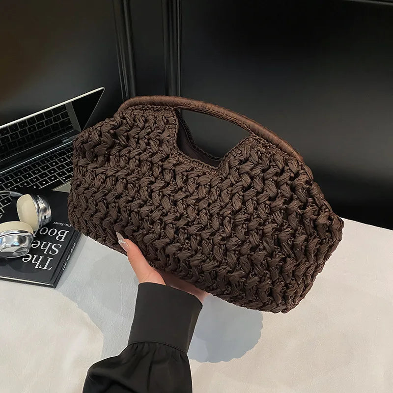 New Summer Beach Bag for Women Clutch Bag Luxury Designer Straw Bags Tote Handbag Fashion Woven Rattan Female Travel Purse