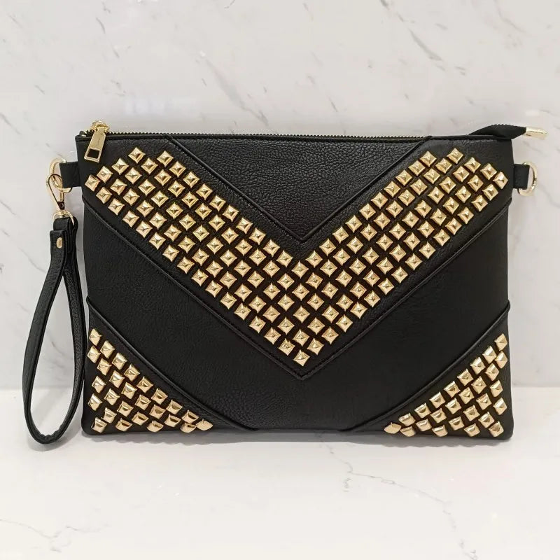 Envelope Clutch Bag for Women Luxury Design Handbags Fashion Rivet Party Evening Clutches For Ladies Shoulder Bag A4 Briefcase