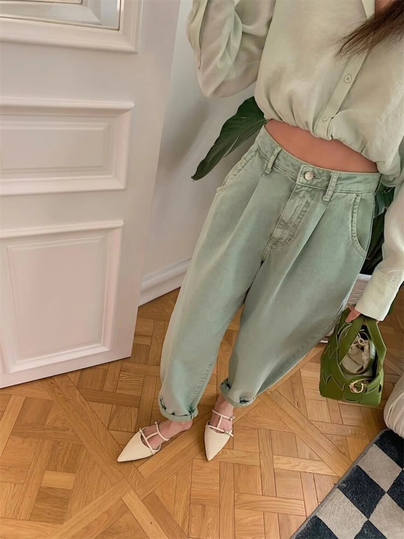 2025 New Women's Shoes Fashionable Slippers with Double Buckles Lazy Pointed Toe Elegant Women's Shoes Luxury Design Sandals