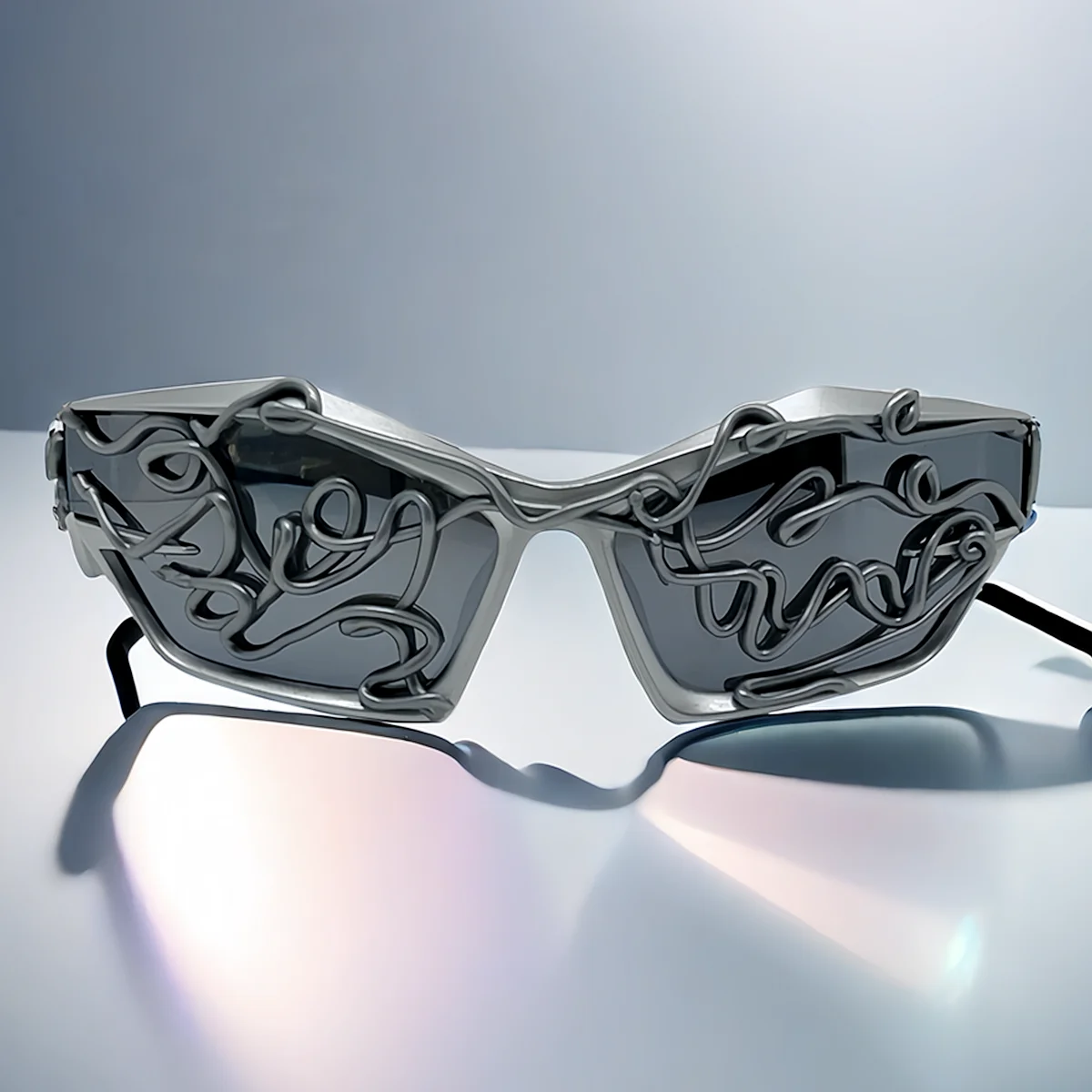 Personalized lines Trendy Y2K Futuristic Sunglass women Fashion Cool Cat Eye Sun Glasses for Men lentes de sol mujer