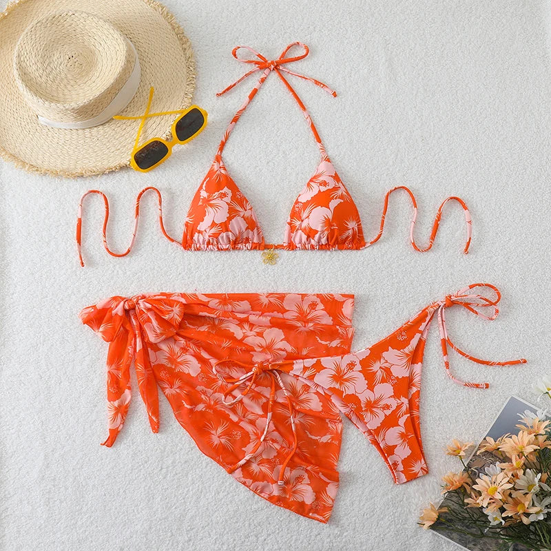 Sexy Swimsuit Women's Bikinis Swimwear Woman 2026 Bathing Suit 3 Piece Triangle Bikinis Sets Beach Dress Wear Cover Up Beachwear