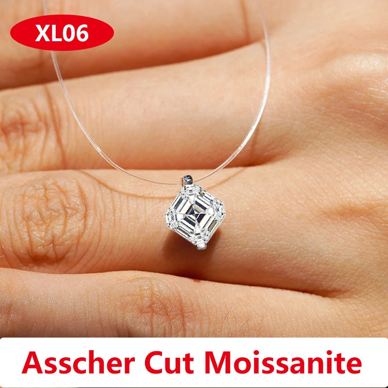 Moissanite Transparent Fishing Line for Women Mermaid Tears Necklace Creative Women's Moissanite Diamond Clavicle Chain