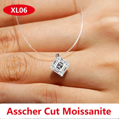 Moissanite Transparent Fishing Line for Women Mermaid Tears Necklace Creative Women's Moissanite Diamond Clavicle Chain