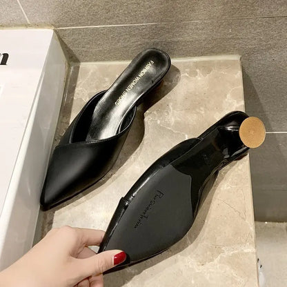 Elegant Pointed Slippers Women Low Heels New Summer Shoes Fashion Luxury Candy Colors Slides Sandals Female Party Footwears