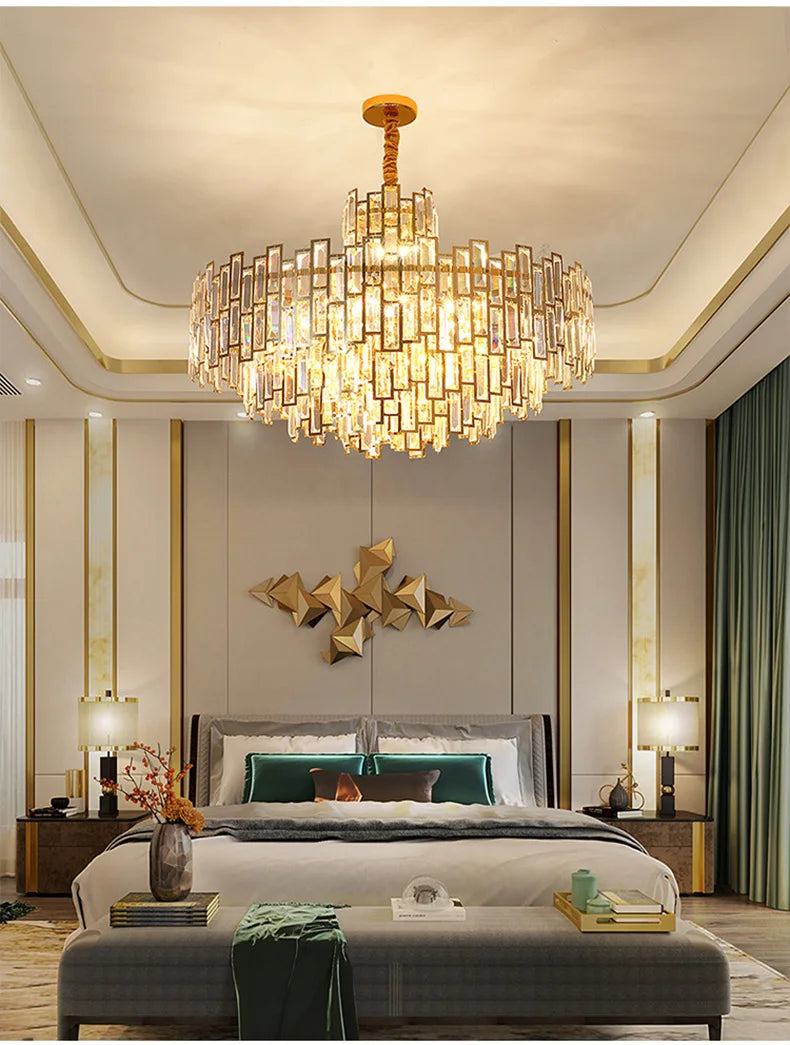 Luxury Crystal Ceiling Pendant Chandelier Lights Dining Room Chandeliers Lighting for Living Room Light Home Decor Lustre Salon