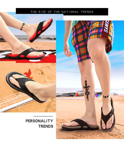 Massage Flip Flops for Men Summer Breathable Beach Shoes Sandals Men Luxury Flip Flops Breathable Plus Big Size Men Slippers 46