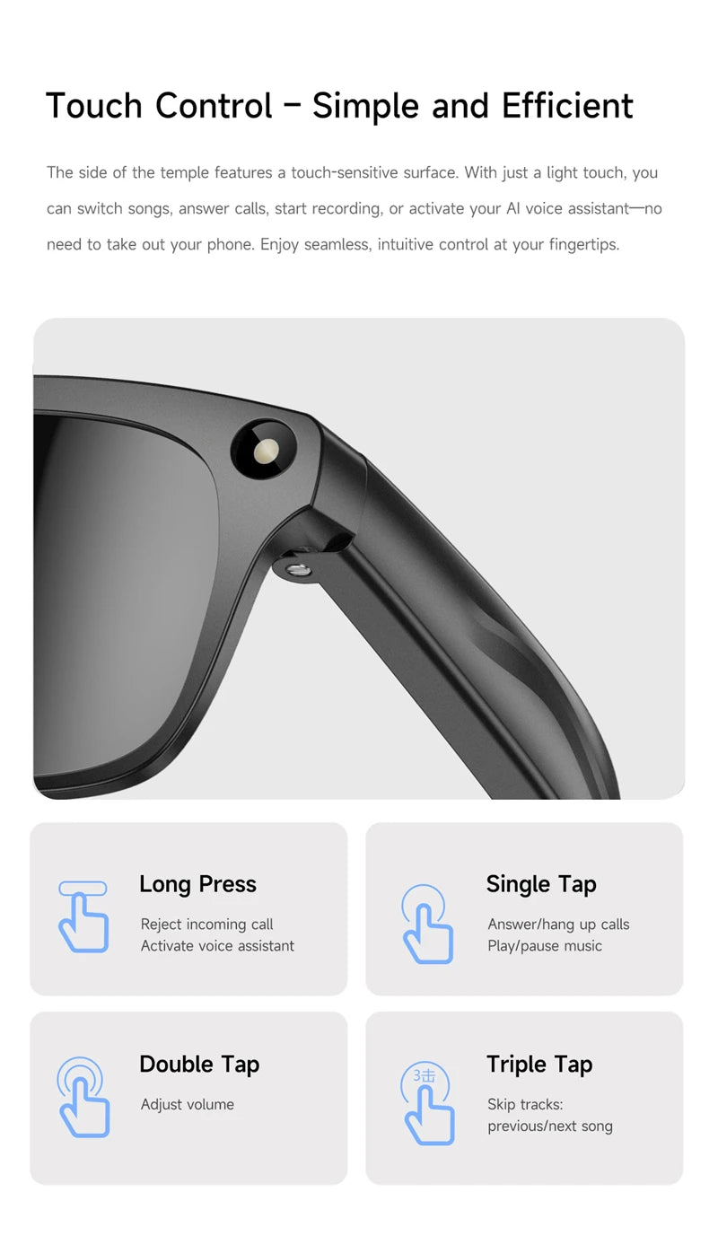 2026 4K HD Color Changing AI Smart Glasses Chat GPT 100MP Camera Bluetooth Call Voice Assistant Control Smart Glasses 2026 New