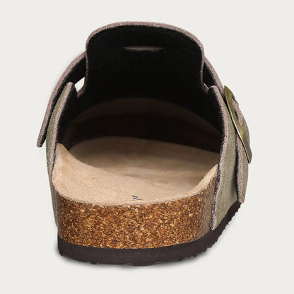 Smile New Cow Suede Women's Potato Shoes With Adjustable Strap Cork Insole Mules Outdoor Unisex Clogs Slippers With Arch Support