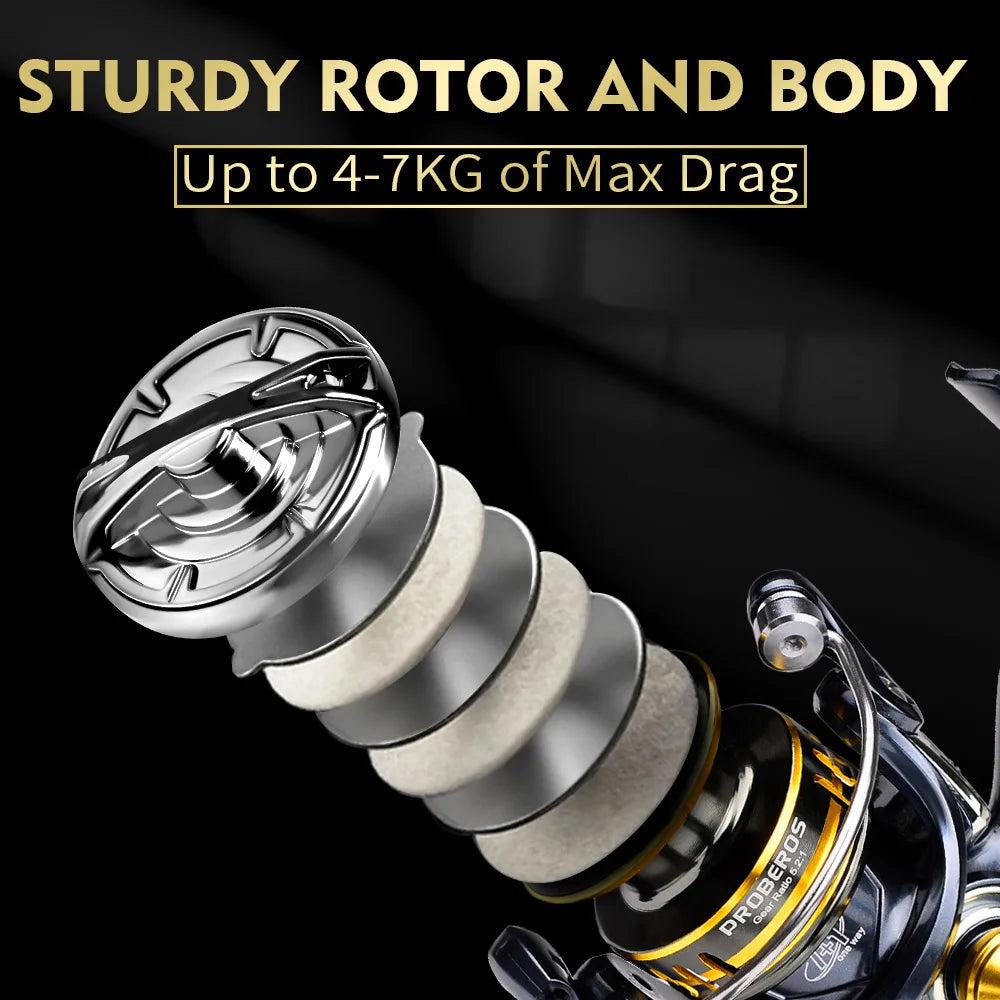 Spinning Fishing Reel 800 Size 5.2:1 7+1BB 8KG Max Drag CNC Metal Handle Deep Spool Long Cast Saltwater Rock Lure Fishing Reel