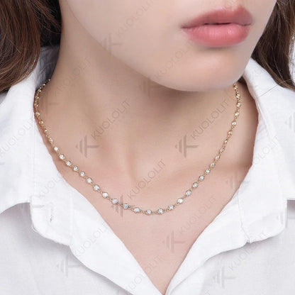Kuololit 3.5CTW Moissanite Necklaces for Women Men Solid 14K 10K Gold 925 Silver Chain Tennis Necklace for Engagement Christmas