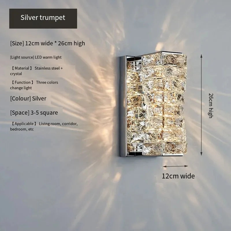 Luxury Crystal Wall Lamp Modern LED Sconce Chrome Gold Mirror Wall Light For Living Room Bedroom Aisle Indoor Decor Vanity Light