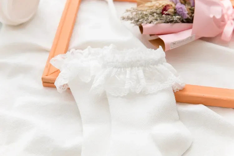 Women's Japanese Lolita JK Ankle Socks Kawaii Cotton with Lace Trim - Cute White/Black Crew Socks for Girls Cosplay Casual Wear