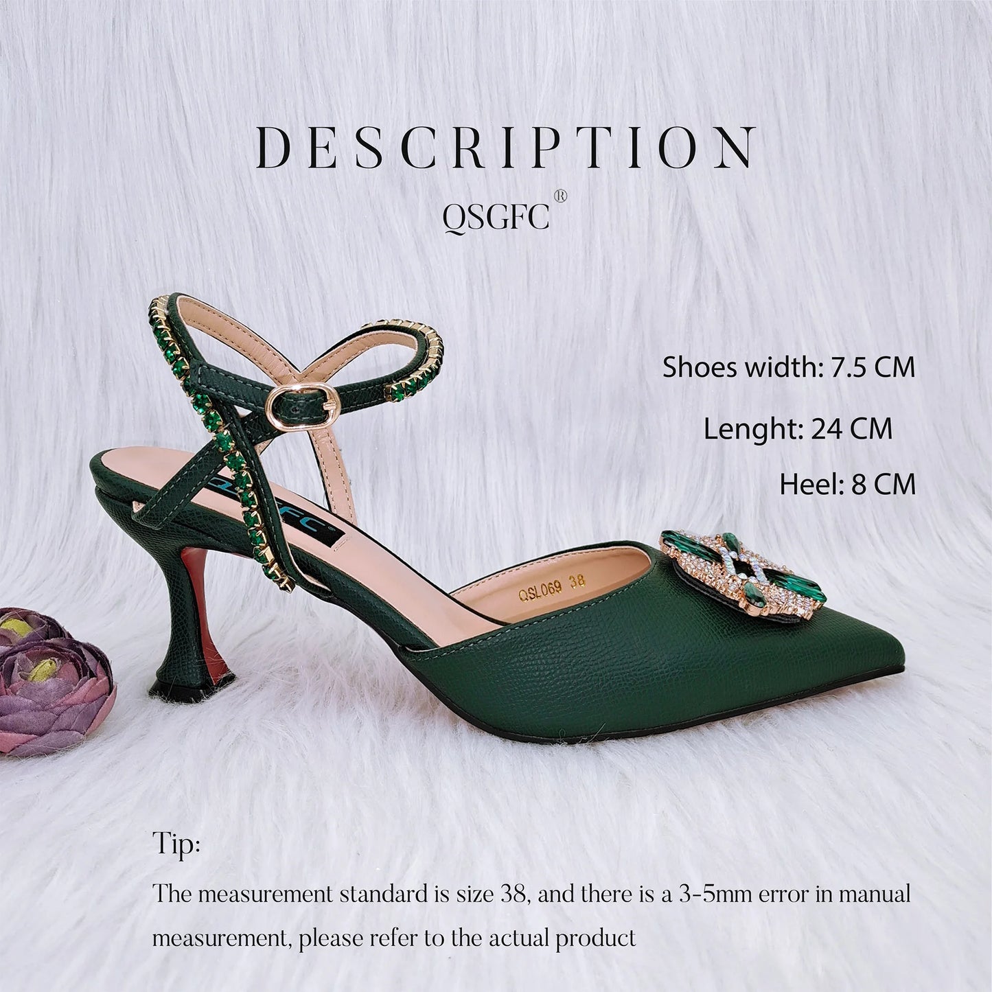 QSGFC High Quality Women's Pumps And Bag Silver Color Full Of Rhinestones High-Grade Materials For Nigerian Wedding Party